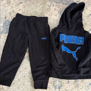 Puma Kids Black and Blue Hoodie Jogger Set